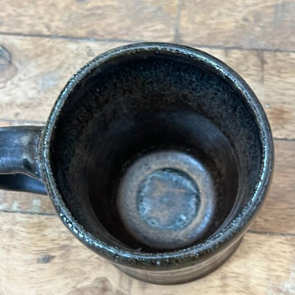 Studio Art Pottery Mug 4" Tall Stoneware Blue Brown Ombre Speckled - Picture 4 of 8